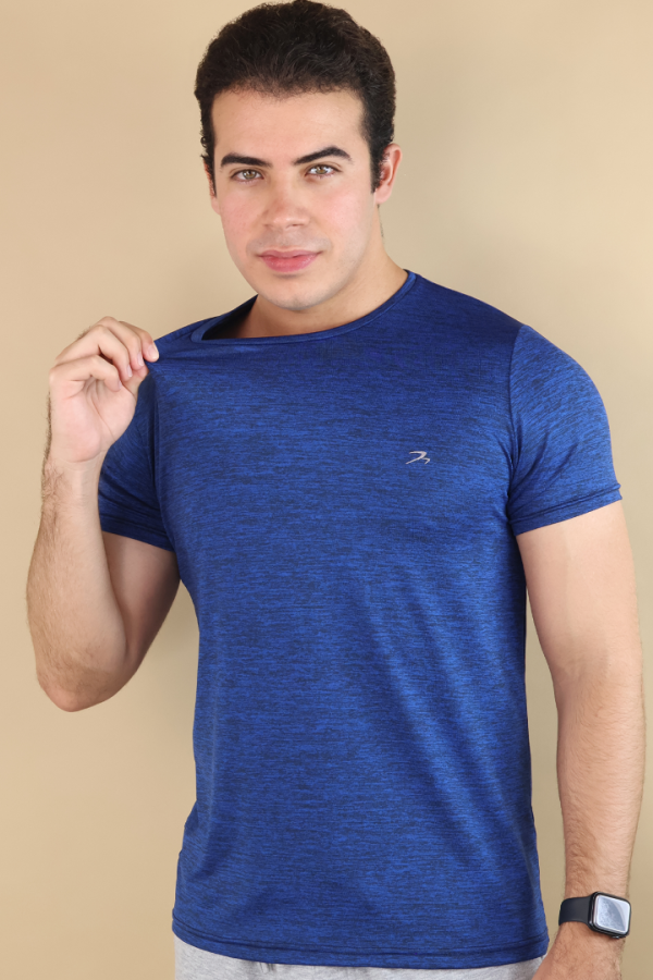 Playera Deportiva Hombre Running Gym Azul Rey Manga Corta